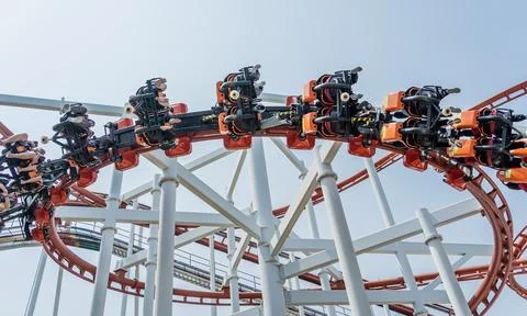 Large roller coaster details on the light background Stock Photos