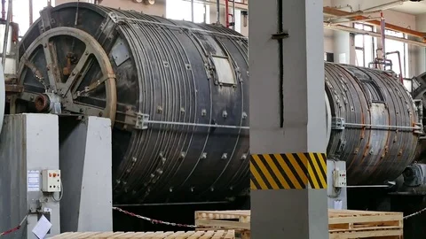 Large Rollers for Leather Tanning in Tannery Stock-Footage 77260484