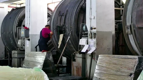 Large Rollers for Leather Tanning in Tannery Stock-Footage 77507179