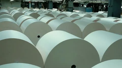 Large rolls of newsprint Stock Footage 21319739