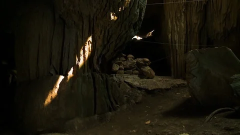 A large room inside a cave Stock Footage 120016089