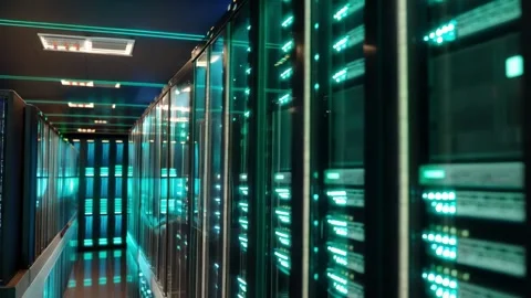 Large room with server equipment. Stock Footage 296808393