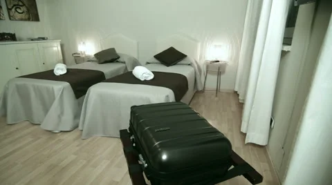 A large room with two single beds Stock Footage 61688968