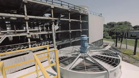 Large rotating blades close-up. Large fan blades at the factory close-up Video stock 167979704