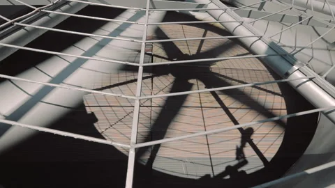 Large rotating blades close-up. Large fan blades at the factory close-up Stock-Footage 170955140