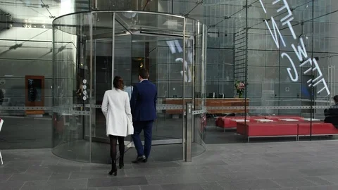 Large rotating revolving door Stock Footage 107906998