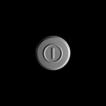 Large round on/off button. Close up. Isolated on black background Stock Photos