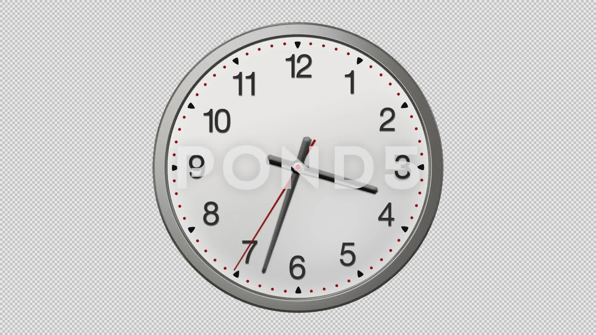 Clock Counting Down frame in a 12 hours loop. Clock Counting on