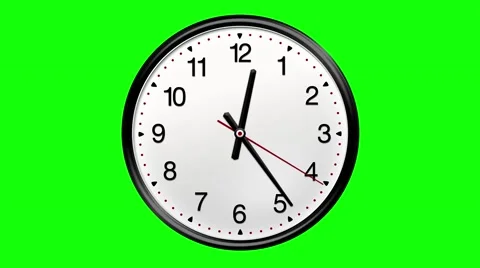 Large round clock counting down 12 hours over 30 seconds. Green screen Stock Footage 49910657