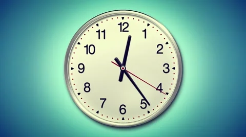 Large round clock counting down 12 hours over 30 seconds. Time lapse. Stock Footage 49910671