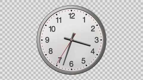 Large round clock counting down 12 hours over 30 seconds. Time lapse. CloseUP Stock Footage 60364380