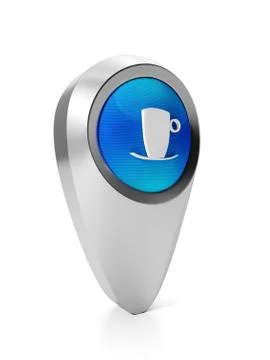 Large round sign on a white background. specify the location of the cafe, res Stock Illustration