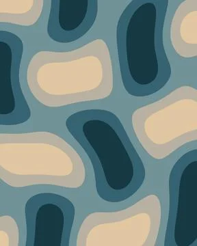 Large rounded forms in teal, deep blue, beige and sand are arranged in an i.. Иллюстрация
