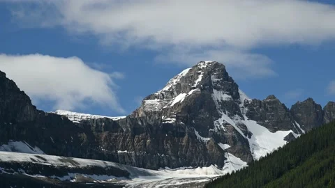 Large, rugged mountain range with snow fields and glaciers. Stock Footage 142282743