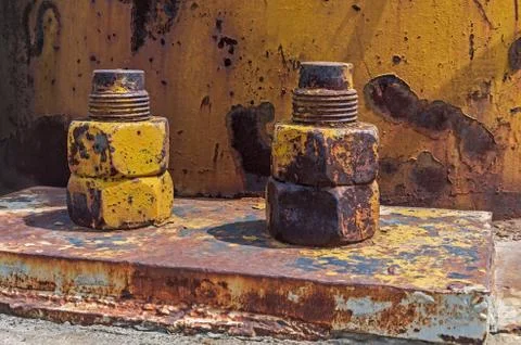 Large rusted nut fastening Stock Photos
