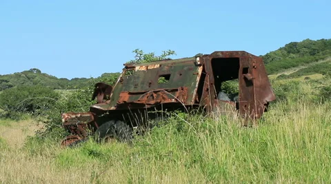 Large rusty army vechicle 4 Stock Footage 40731747