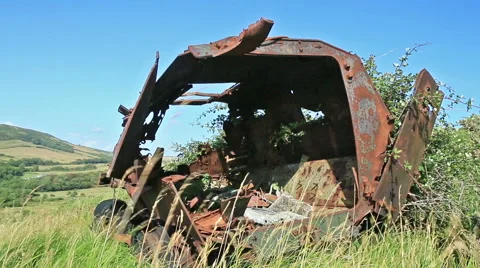 Large rusty army vechicle 8 Stock Footage 40732071