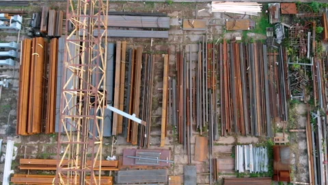 Large rusty building equipment and metal crane Stock Footage 156848308