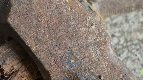 Large rusty iron hammer texture Stock Footage 314412727