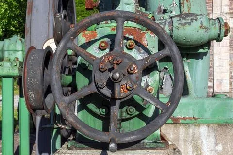 A large rusty iron valve Foto stock