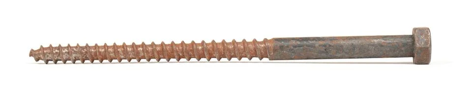 Large rusty screw on a white background Stock Photos