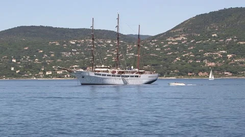 LARGE SAILING BOAT, ST TROPEZ Stock Footage 45512251