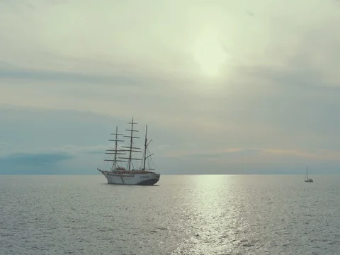 Large sailing ship on the atlantic ocean in a sunset. Canary islands. Spain 動画素材 71651500