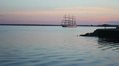 Large Sailing Ship Caribbean Stock-Footage 51722365