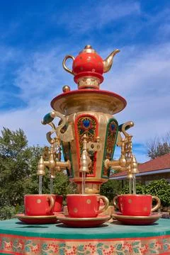 Large samovar in Loga park. Stock Photos