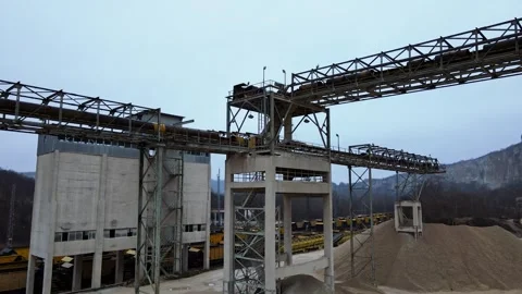 Large Sand Piles Concrete Structures Abandoned Plant Suburban Exploration Stock Footage 289556820