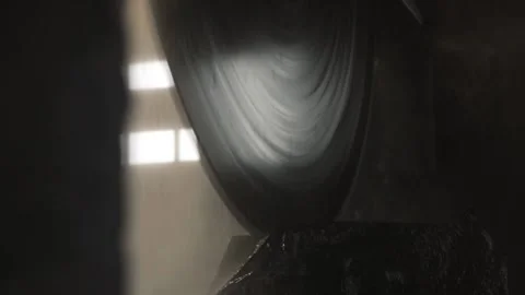 A large saw saws a large stone Stock Footage 158743418