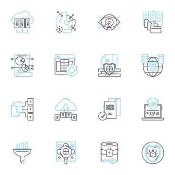 Large-scale analytics linear icons set. Big data, Analytics, Insights 库存插图