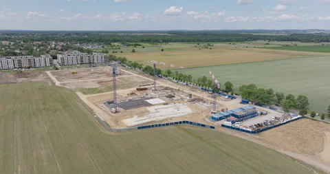 Large-scale apartment development under construction in Poland Stock Footage 317252386
