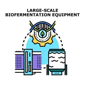 Large scale biofermentation equipment for biochemical production process Stock Illustration