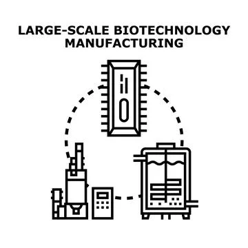 Large scale biotechnology manufacturing concept illustration Stock Illustration
