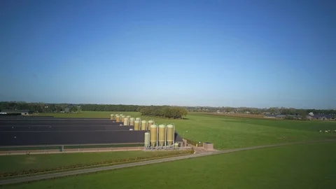  large scale chicken farm -  from the air (part 2 of 3) Stock Footage 92373062