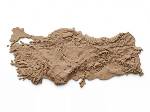 Large scale clay model of turkey showing mountainous landscape features in .. Stock Photos