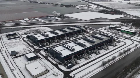 Large Scale Computing Infrastructure Winter Aerial Stock Footage 327352193