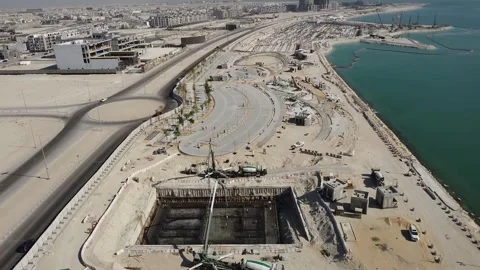 Large-Scale Construction Site with Foundations in Al Khobar Stock Footage 333902059