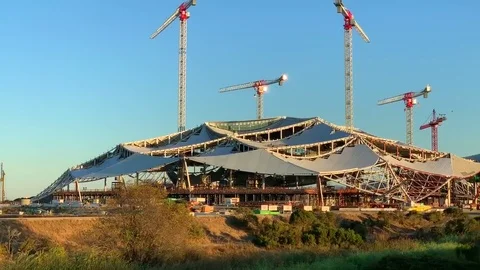 Large scale construction work being done on Google's Mountain View Stock Footage 116662187