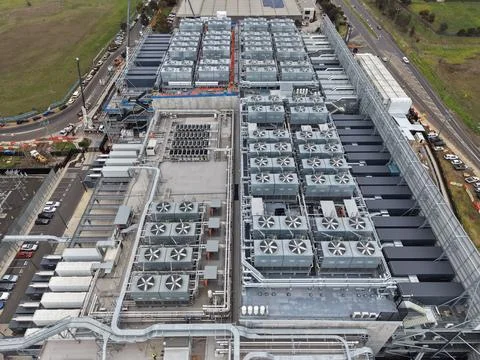 Large-Scale Cooling Infrastructure at Data Centre Stock Photos