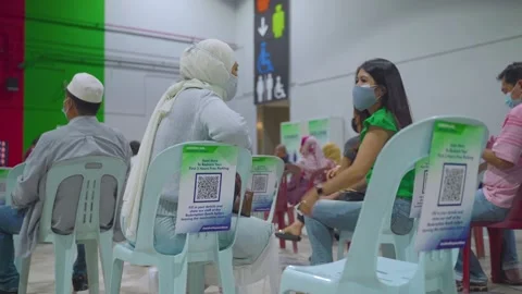 Large Scale Coronavirus Vaccination Center in Malaysia Stock Footage 158928610