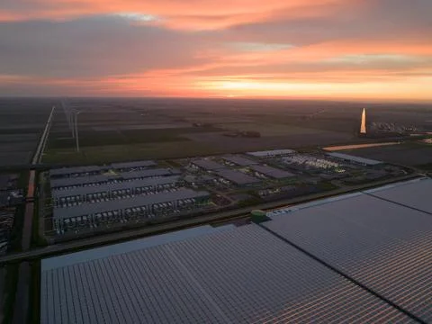 Large scale data center building complex in Middenmeer, The Netherlands, a... Stock Photos