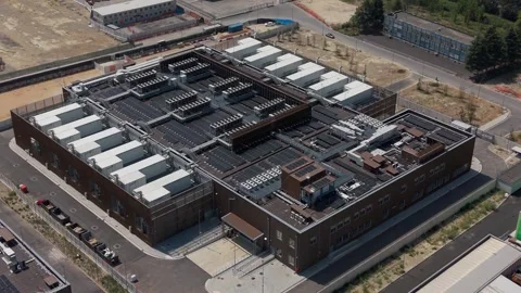Large Scale Data Center Campus in Milan Italy Aerial View Stock Footage 343297694