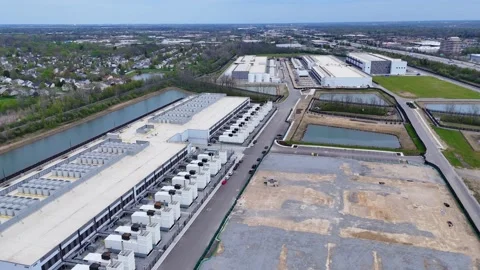 Large scale data center complex in Hilliard, OH, USA operating technology Stock Footage 337197874