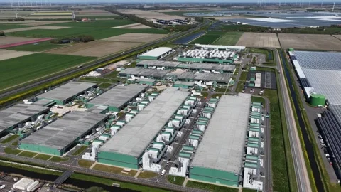 Large scale data center complex with sustainable energy sources Stock-Footage 346605645