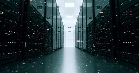 Large Scale Data Center Infrastructure with Moving Camera 4K. Stock Footage 329053603