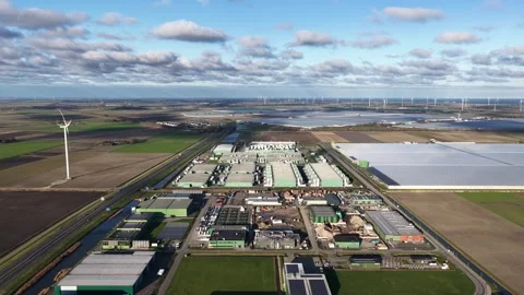 Large Scale Data Center in Middenmeer Netherlands Aerial View Stock Footage 325071104