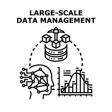 Large scale data management big information analysis concept Illustrazione stock