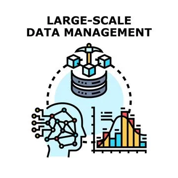 Large scale data management big information analysis concept Stock Illustration